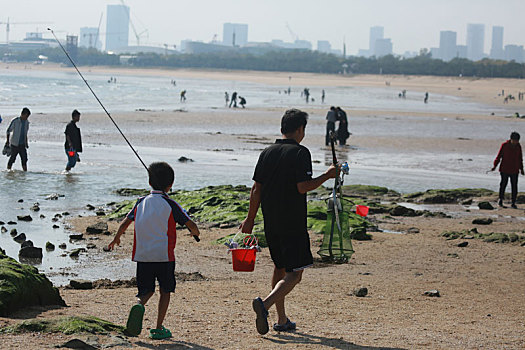 太公岛落大潮,市民登岛赶海拾贝收获多多