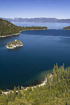 俯拍,岛屿,湖,翡翠湾,州立公园,太浩湖,加利福尼亚,美国