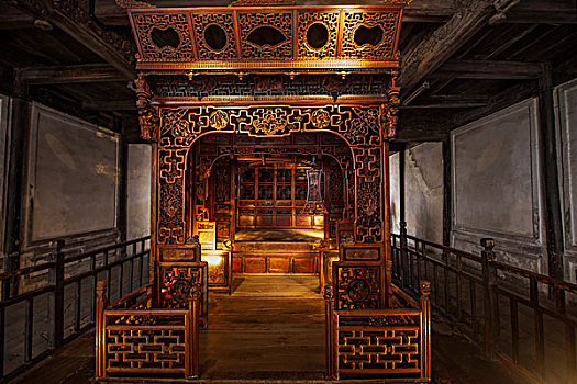 浙江嘉興烏鎮東柵江南百床館中的,千工床