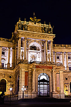 霍夫堡,宫殿,夜晚,维也纳,奥地利