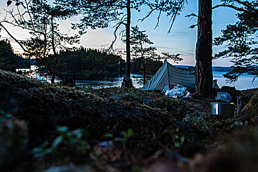 野外,露营,场所,湖,耶尔塔兰德,瑞典