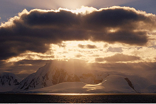 日落,南极半岛