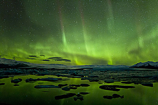 冰岛,极地,亮光,绿色,水,冰,布罗肯,气氛,神秘