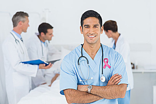 合成效果,图像,粉色,乳腺癌,意识,带,医生,解释,报告,女病人