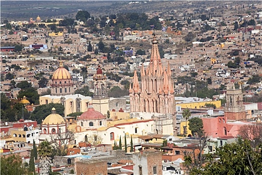 圣米格尔,墨西哥,俯瞰,天使长,教堂