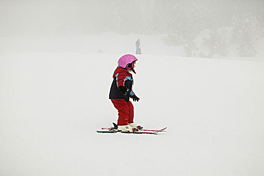 4岁,女孩,滑雪,松鸡,山,北温哥华,加拿大
