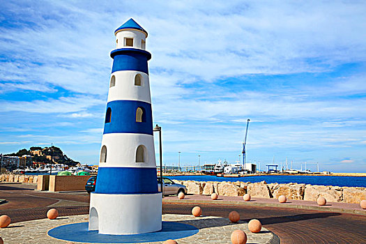 丹尼亚,灯塔,纪念建筑,地中海,阿利坎特,西班牙