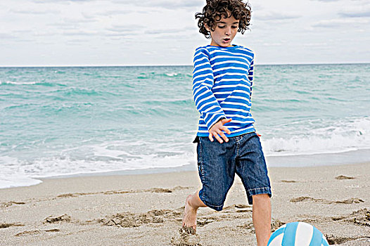 男孩,玩,海滩