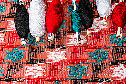 彩色,线,编织,达卡,传统,尼泊尔,帽子,亚洲
