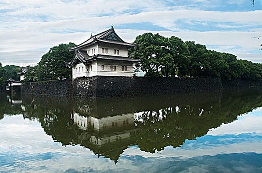 日本,东京,建筑,反射,水中