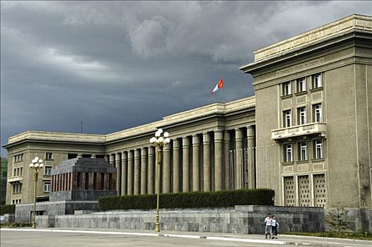 国会,仰视,阴天,乌兰巴托,蒙古