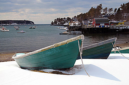 划艇,冬天,鲭,小湾,缅因,美国