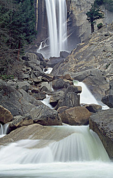春天,瀑布,优胜美地国家公园,加利福尼亚,美国
