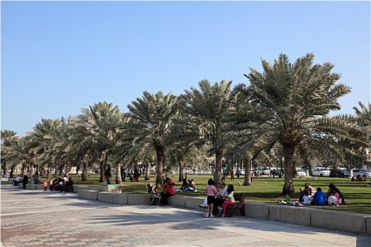 人,放松,滨海路,多哈,卡塔尔