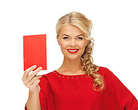 可爱,女人,红裙,留言,卡片