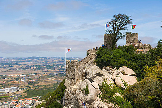 摩尔风格,城堡,辛特拉,卡斯卡伊斯,自然公园,大,里斯本,区域,葡萄牙,欧洲