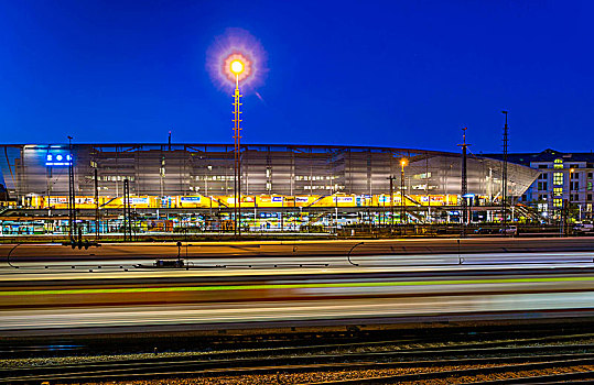轨道,法兰克福火车站,慕尼黑,枢纽站,中心,长途车站,背景,上巴伐利亚,巴伐利亚,德国,欧洲