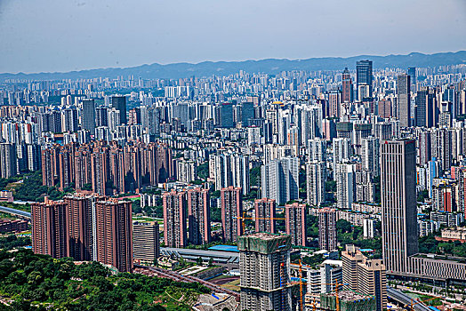 2054年重庆市南岸区南山老君洞道观俯瞰重庆渝中与南岸两区