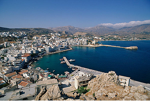 俯视,海港城市,岛屿,卡帕索斯,希腊