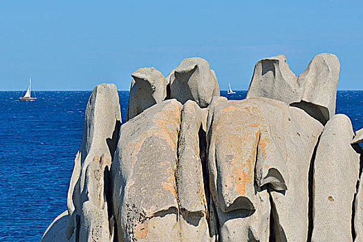 岩石构造,一个,岛屿,博尼法乔,南科西嘉省,科西嘉岛,法国,欧洲