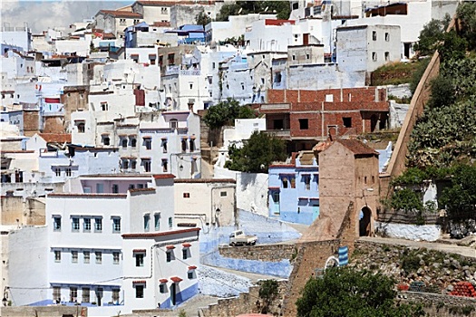 蓝色,白色,城镇,舍夫沙万,摩洛哥