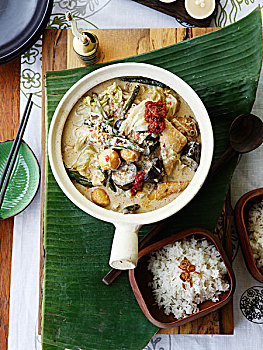 容器,蔬菜咖喱,米饭