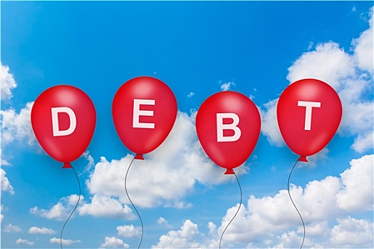 债务,贷款,文字,气球