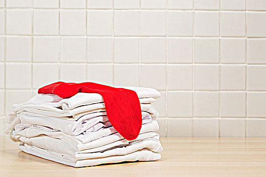 堆放,清洁,白色,洗衣服,红色,袜子