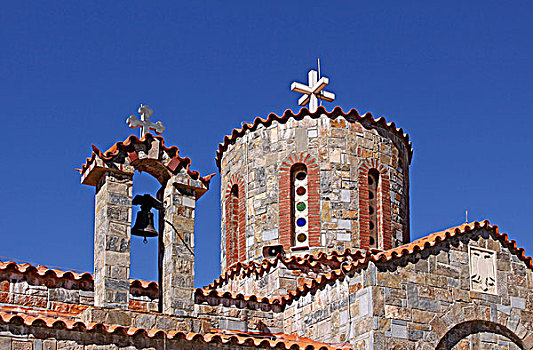 钟楼,教堂,山,乡村,克里特岛,希腊,欧洲