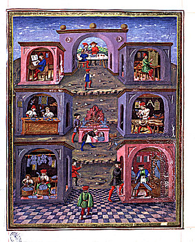 艺术,插画,书本,15世纪,彩色稿本