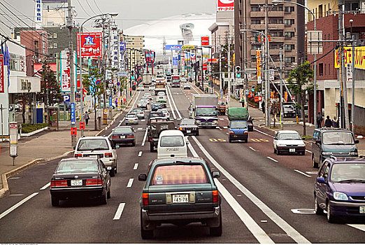 交通,城市街道,札幌,北海道,日本