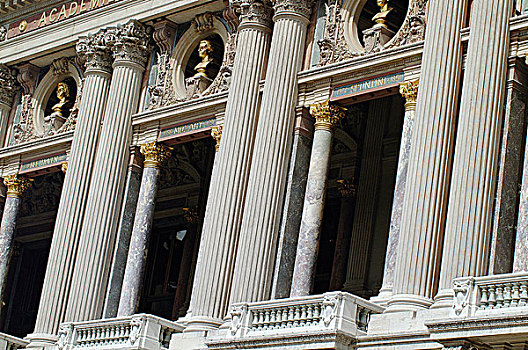 加尼叶歌剧院,巴黎,建筑,装饰,大理石,柱子