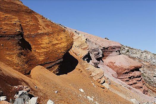 红色,火山岩,石头,火山口,帕尔玛,加纳利群岛,西班牙