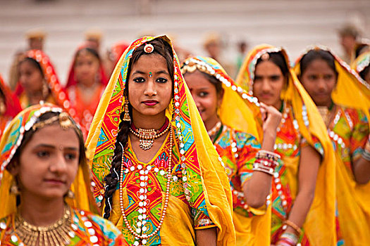 美女,特色,彩色,传统,服饰,骆驼,市场,牲畜,普什卡,拉贾斯坦邦,印度,亚洲
