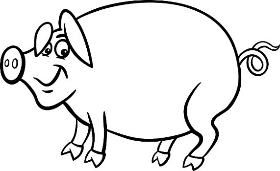 农场,猪,卡通,上色画册