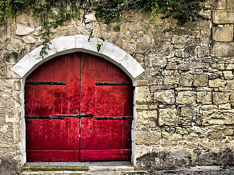 中世纪,红色,门