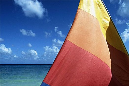 彩色,帆,海洋,背景,牙买加