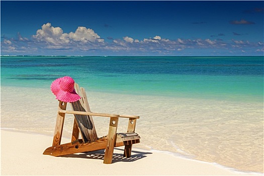 沙滩椅,粉色,帽子,白色背景,沙滩