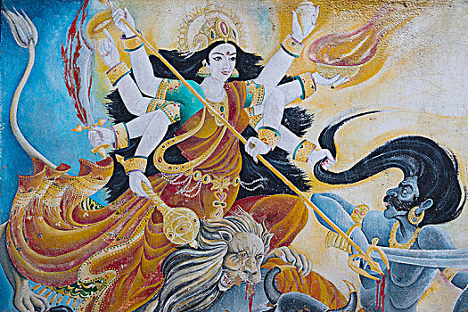 壁画,帕斯帕提那神庙,加德满都,尼泊尔,亚洲