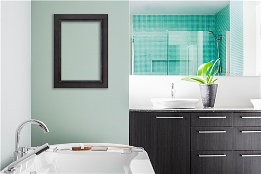 现代,浴室,软,绿色,淡色调,彩色