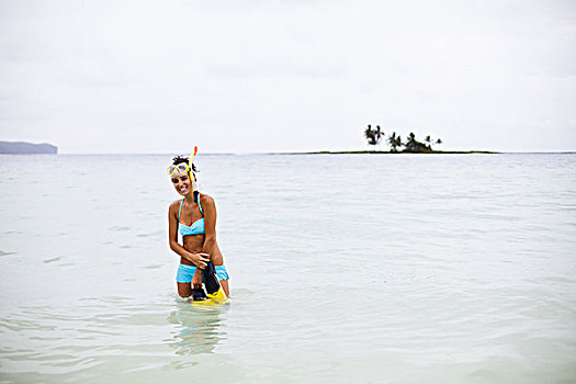 美女,浅水,多米尼加共和国