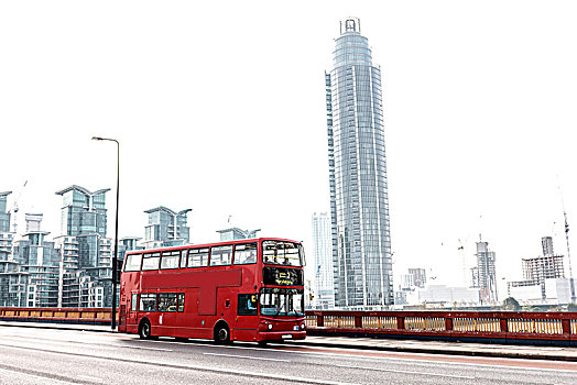 红色,双层巴士,桥,伦敦