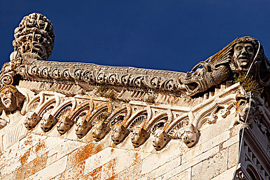 建筑细节,大教堂,老城,科尔丘拉岛,达尔马提亚,克罗地亚,建造,15世纪