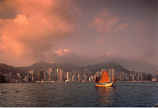 城市天际线,中国帆船,香港