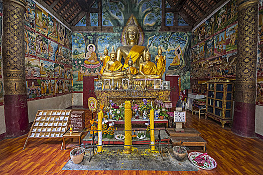 佛像,寺院,琅勃拉邦,老挝,印度支那,亚洲