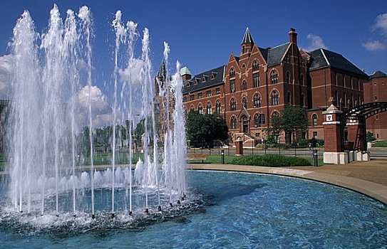 喷泉,正面,大学,建筑,密苏里,美国