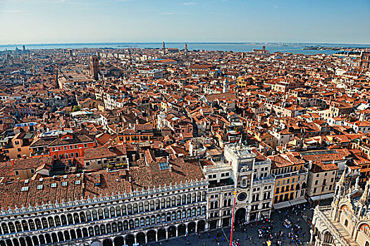 屋顶,风景,钟楼,古建筑,圣马可广场,威尼斯,意大利