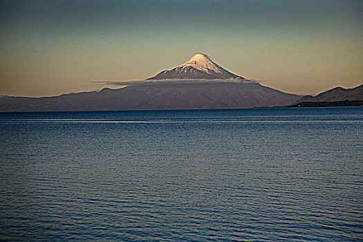 湖,火山,智利