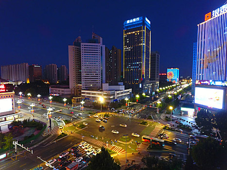 唐山城市夜景航拍