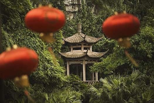 紅燈籠,塔,公園,桂林,廣西壯族自治區(qū),中國